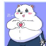  &lt;3 2018 anthro bear belly blue_eyes clothing english_text humanoid_hands kusosensei male mammal overweight overweight_male polar_bear shorts simple_background solo text white_background young 