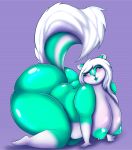  2018 all_fours anthro arizona arizonathevixen belly big_belly big_breasts big_butt blush breasts butt digital_media_(artwork) female hi_res huge_breasts huge_butt looking_back mammal mephitid nipples nude obese open_mouth overweight piercing simple_background skunk thick_thighs voluptuous wide_hips 
