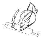2024 ambiguous_feral ambiguous_gender crossover digital_drawing_(artwork) digital_media_(artwork) edge_(mario_plus_rabbids) english_description eyebrows featureless_legs female_(lore) feral feralized hair lagomorph leporid lying mammal mario_plus_rabbids_sparks_of_hope melee_weapon monochrome nintendo on_front rabbit raygirl scut_tail short_hair short_tail simple_background sketch solo spiky_hair sword tail thick_eyebrows ubisoft weapon white_background white_body white_eyebrows white_hair