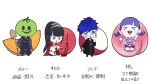  &gt;_&lt; 1boy 3girls :d belt black_boots black_choker black_hair black_hakama black_haori black_thighhighs blue_eyes blue_hair blue_hat blunt_bangs boots braid cantaloupe cantaloupe_slice cape championship_belt chibi chibi_only chin_piercing choker dougi earrings eye_print eyepatch face_piercing finger_to_mouth flying_sweatdrops food fruit hairband hakama haori hat highres holding holding_food holding_fruit holding_knife holding_shovel hood hoodie jacket japanese_clothes jewelry jumping knife labret_piercing long_hair lychee magadori_kyoshika martial_arts_belt masked melon messy_hair mojiro_moko multiple_girls nogomao835 omokage_yugamu oosuzuki_kurara open_mouth peach piercing plum ponytail print_eyepatch purple_boots purple_hair purple_hoodie purple_shorts red_cape sheath sheathed short_hair short_shorts shorts shovel simple_background smile sword the_hundred_line_-last_defense_academy- thigh_boots thighhighs tomato weapon white_background white_hairband xd 