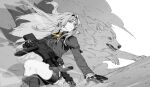  1girl alva_(girls&#039;_frontline_2) an-94 an-94_(girls&#039;_frontline) anderain assault_rifle blonde_hair blue_eyes boots chinese_commentary commentary_request girls&#039;_frontline girls&#039;_frontline_2:_exilium gun hair_ornament hairband highres long_hair necktie rifle solo weapon wolf yellow_necktie 