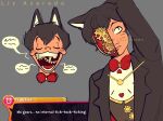2025 android animal_humanoid black_body black_clothing black_eyes black_fur black_hair black_jacket black_shirt black_topwear blush bow_tie cat_humanoid clothed clothing coollizard cute_fangs date_everything fangs felid felid_humanoid feline feline_humanoid fur gear grey_background hair hand_on_head hi_res humanoid inner_ear_fluff internal jacket machine male mammal mammal_humanoid multiple_poses open_clothing open_jacket open_mouth open_topwear pose red_bow_tie robot shirt simple_background smile solo speech_bubble tan_body tan_skin teeth timothy_timepiece topwear tuft whiskers white_inner_ear