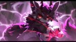16:9 2023 2_horns 4_fingers anthro biped black_body black_fur chest_tuft claws digital_drawing_(artwork) digital_media_(artwork) dragon dragon_tail fangs fingers fluffy fluffy_tail fur furred_dragon furred_scalie hi_res hlg7777 horn inner_ear_fluff kemono letterbox male mythological_creature mythological_scalie mythology neck_tuft pawpads paws purple_theme red_eyes scalie shaded solo tail teeth tuft wallpaper widescreen