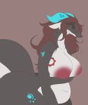  2018 anthro areola belly big_belly big_breasts big_butt biped black_sclera breasts butt diesirae dragon eyelashes female hair half-closed_eyes horn inverted_nipples long_ear long_hair long_neck navel nipples non-mammal_breasts nude red_eyes reptile scalie sepiruth simple_background solo standing tattoo thick_tail thick_thighs voluptuous wide_hips 