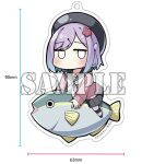  1girl animal beret black_hat black_sailor_collar black_skirt blank_eyes blue_hair chibi commentary_request fish full_body gradient_hair hair_ornament hairclip hat jitome long_sleeves looking_at_viewer lowres luna_(mahoutsukai_rose_no_sado_life) mahoutsukai_rose_no_sado_life mini_person minigirl multicolored_hair ominaeshi_(takenoko) pink_sweater pleated_skirt puffy_long_sleeves puffy_sleeves purple_hair sailor_collar sample_watermark school_uniform serafuku skirt solo star_(symbol) star_hair_ornament sweater watermark white_background 