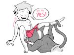  ambiguous_gender avocato blush cat clothed clothing crossdressing feline final_space gary_(final_space) human male male/male mammal oral topless unknown_artist 