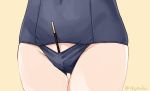  bad_id bad_twitter_id close-up food groin in_swimsuit one-piece_swimsuit original pocky school_swimsuit school_swimsuit_flap simple_background solo standing suka swimsuit thigh_gap thighs twitter_username yellow_background 