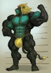  anthro bulge clothing facial_hair felid flexing goatee goroguro huge_muscles lion male mammal muscular muscular_male pantherine pecs smile solo standing underwear 