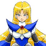  android armor berkana_(mega_man) blonde_hair blue_armor blue_eyes borockman breastplate breasts chest_jewel hair_between_eyes headphones helmet joints large_breasts lipstick long_hair makeup mechanical_arms mega_man_(series) mega_man_x_(series) mega_man_xtreme_2 no_headwear pink_lips plate_armor robot robot_girl robot_joints shoulder_armor shoulder_spikes sidelocks simple_background spikes turtleneck unworn_headwear unworn_helmet white_background 