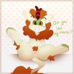  2018 autumn_blaze_(mlp) dialogue english_text female friendship_is_magic grin kirin looking_at_viewer my_little_pony n0nnny pattern_background presenting pussy simple_background smile solo spread_legs spreading text underhoof 