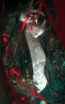  1boy abs ajeotti black_hair bluesky_username commentary_request earrings fingernails glint highres instagram_username jewelry jinu_(kpop_demon_hunters) korean_commentary kpop_demon_hunters long_fingernails looking_at_viewer male_focus pale_skin parted_lips solo twitter_username 
