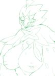  anthro anthrofied atode_kimeru avian big_breasts blush breasts chest_tuft decidueye female half-closed_eyes huge_breasts inverted_nipples kemono line_art looking_at_viewer monochrome nintendo nipples non-mammal_breasts open_mouth pok&eacute;mon pok&eacute;mon_(species) simple_background solo tongue tuft video_games white_background 