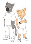  2016 anthro cat cub donkey duo equine feline male mammal manmosu_marimo simple_background standing white_background young 