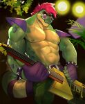 5_fingers abs alligator alligatorid anthro bass_guitar belt big_muscles big_pecs bodily_fluids bottomwear bracelet clothed clothing crocodilian digital_media_(artwork) eyewear fingerless_gloves fingers five_nights_at_freddy&#039;s five_nights_at_freddy&#039;s:_security_breach glasses gloves green_body guitar hair handwear hi_res jewelry male megadolix montgomery_gator muscular muscular_anthro muscular_male musical_instrument navel nipples pants pecs playing_bass plucked_string_instrument red_hair reptile scalie scottgames shoulder_pads solo spiked_bracelet spikes stage_lights star_glasses steel_wool_studios string_instrument sunglasses sweat tail teeth_showing topless topless_anthro topless_male yellow_body