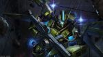  absurdres beam_rifle blue_visor cable copyright_notice crossbone_vanguard dahgi_iris energy_gun gundam gundam_battle_operation_2 gundam_f91 highres machinery mecha mecha_focus mobile_suit no_humans official_art painting_(medium) radio_antenna realistic robot scan science_fiction sunrise_(company) tenjin_hidetaka thrusters traditional_media vernier_thrusters weapon 
