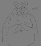 6powah anthro asriel_dreemurr belly bovid caprine clothing deltarune eyewear facial_hair floppy_ears glasses goat horn male mammal nerd overweight shirt sketch solo t-shirt topwear undertale undertale_(series)