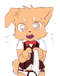  anthro bow_tie briefs canine child clothing cub dog male mammal simple_background sion_(artist) solo suspenders underwear young 