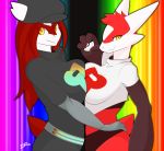  anthro anthrofied big_breasts breast_squish breasts breasts_frottage clothed clothing digital_media_(artwork) dragon drakeraynier duo fan_character female hair hand_on_hip hat headwear hi_res huge_breasts latias legendary_pok&eacute;mon lewdtias looking_at_viewer midriff nintendo pok&eacute;ball pok&eacute;mon pok&eacute;mon_(species) pok&eacute;morph red_hair simple_background skyela smile team_rocket video_games yellow_eyes 