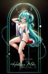  1girl absurdres alternate_costume aqua_eyes aqua_hair backless_dress backless_outfit bar_stool bare_legs bare_shoulders black_background blush breasts character_name commentary covered_navel cowl_neck dress evening_gown full_body halterneck hatsune_miku high_heels highres kiari_art long_hair looking_at_viewer number_tattoo plunging_neckline revealing_clothes shiny_clothes side_slit silver_dress sleeveless sleeveless_dress small_breasts smile solo stool tattoo thigh_strap very_long_hair vocaloid 