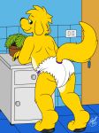  bathroom butt canine diaper dog doggettdouglasmcdog hi_res looking_at_viewer mammal plant smile 