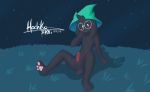  anthro balls blush deltarune hachikoakai hat hat_only hi_res male mostly_nude penis ralsei simple_background solo video_games young 