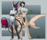 anthro anya_havok balls bottomless canine clothed clothing crossed_arms dickgirl donkles duo female fish flaccid humanoid_penis intersex mammal marine money penis pussy shark simple_background smile standing uncut wide_hips 