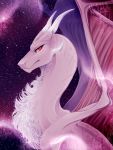  2018 absurd_res digital_media_(artwork) dragon female feral fur furred_dragon hi_res horn membranous_wings nashiholy pink_fur solo wings 