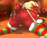  &lt;3 all_fours anthro anus blaziken butt christmas donkles female holidays inside looking_back nintendo pok&eacute;mon pok&eacute;mon_(species) presenting presenting_pussy pubes pussy pussy_juice smile solo spread_pussy spreading tongue tongue_out video_games 