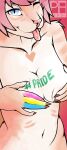2025 absurd_res anthro areola areola_slip artist_logo breasts charlotte_(mozes.ipg) colored_nails digital_drawing_(artwork) digital_media_(artwork) english_text felid female fur hair hand_bra hand_on_breast hands_covering_nipples hi_res lgbt_pride lgbt_pride_month logo looking_at_viewer mammal nails nude one_eye_closed pansexual_pride_colors pantherine pink_hair portrait pride_colors pxlfx69x simple_background solo text tiger tongue tongue_out wallpaper white_body white_fur wink winking_at_viewer