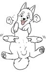  2016 animal_genitalia balls canine digital_drawing_(artwork) digital_media_(artwork) dog feral hindpaw male mammal manmosu_marimo nipples pawpads paws sheath simple_background tickling tongue tongue_out white_background 