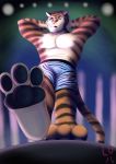  3_toes anthro cat dancing digital_media_(artwork) disney exotic_dancing feet feline first_person_view foot_fetish foot_in_your_face looking_up lu123 male mammal pawpads paws tiger toes zootopia 