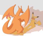  2015 ambiguous_gender blue_eyes charizard dlrowdog fear melting nintendo pikachu pok&eacute;mon pok&eacute;mon_(species) sweat video_games 