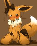  1girl animal_ears blush bow breasts chocolate eevee fox furry ka kagerofu nipples no_humans pokemon pussy solo tail 