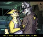  anthro canine clothed clothing duo fox fox_mccloud fuckinruler fully_clothed male male/male mammal nintendo no_homo star_fox star_fox_the_animated_series stated_heterosexuality text video_games wolf wolf_o&#039;donnell 