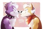  alexwolfy anthro canine clothed clothing duo fox fox_mccloud male male/male mammal muscular muscular_male nintendo pocky star_fox topless video_games wolf wolf_o&#039;donnell 
