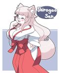  1girl dog fullmoon_gtrn furry japanese_clothes long_hair open_mouth pink_hair red_eyes solo 