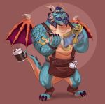  anthro barista beverage blush canine claws clothing coffee cup demie_duken dragon duo excited eyewear facial_hair gavin_(spyro) glasses happy male mammal mustache polartoons scalie size_difference smile spyro_reignited_trilogy spyro_the_dragon tattoo thebluebear27 video_games western_dragon wings 
