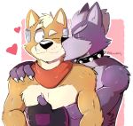  &lt;3 alexwolfy anthro canine clothed clothing duo fox fox_mccloud kissing male male/male mammal muscular muscular_male nintendo star_fox topless video_games wolf wolf_o&#039;donnell 