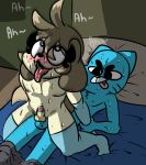  &lt;3 &lt;3_eyes 2018 anal anal_penetration anthro balls blue_fur canine cartoon_network cat digital_drawing_(artwork) digital_media_(artwork) dog duo feline fur girly gumball_watterson hair makeup male male/male male_penetrated male_penetrating mammal open_mouth penetration penis percey percey_(character) the_amazing_world_of_gumball whiskers 