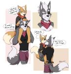  anthro black_zork boxers_(clothing) butt butt_grab canine carrying clothed clothing duo fox fox_mccloud fully_clothed hand_on_butt licking male male/male mammal neck_lick nintendo size_difference star_fox text tongue tongue_out underwear video_games wolf wolf_o&#039;donnell 
