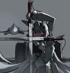  alexander_anderson's_pose bare_shoulders dual_wielding f-4_phantom_ii frider frilled_sleeves frills glowing glowing_eyes grey_background hellsing highres holding holding_sword holding_weapon long_hair long_sleeves personification red_eyes shaded_face sword tassel vehicle_and_personification very_long_hair war_thunder weapon white_hair 