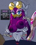absurd_res anthro areola avian beak big_breasts bird blue_eyes bottomwear breasts camel_toe clothing dialogue english_text eyelashes eyewear eyewear_on_head feathers female flashing flashing_breasts footwear front_view gloves handwear headgear headkerchief headwear heart_symbol hi_res hirundinid kerchief looking_at_viewer nipples oscine pants passerine presenting presenting_breasts purple_areola purple_body purple_feathers purple_nipples red_clothing red_footwear red_shoes sega seminalspatz shoes smile solo sonic_riders sonic_the_hedgehog_(series) sunglasses sunglasses_on_head swallow_(bird) talking_to_viewer text text_box topwear wave_the_swallow white_bottomwear white_clothing white_gloves white_handwear white_headkerchief white_headwear white_kerchief white_pants white_topwear