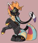 anthro bdsm bondage bound breasts bridle butt canid canine cure_(character) digital_media_(artwork) female fox fur hair hi_res horn hypnosis looking_at_another mammal marvelous_managerie mind_control petplay ponyplay reins restraints roleplay simple_background solo submissive tail
