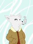  &#039;roku&#039; anthro arctic_fox canine cigarette fox fur half-length_portrait mammal portrait white_fur 