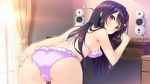  ass bekotarou blush bra game_cg long_hair panties pulltop pure_song_garden! purple_hair shimokuni_asuka underwear 