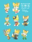  6+boys absurdres animal_ears animal_nose anti-tails black_hair blue_background blue_eyes chibi chibi_only classic_tails commentary_request fox_boy fox_ears fox_tail furry furry_male gloves highres looking_at_viewer male_focus mangey_(sonic) multiple_boys multiple_persona multiple_tails nine_(sonic) renti_(chocolaxor) sails_(sonic) shoes simple_background smile sonic_(series) sonic_prime sonic_r sonic_the_hedgehog_(archie_comics) sonic_the_hedgehog_(classic) tail tails_(sonic) tails_doll two_tails white_gloves yellow_fur 