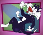 2025 3_toes 4_fingers abstract_background alternate_version_at_paywall anthro belly big_butt biped black_body black_eyes black_fur bubble_butt butt butt_focus casual_nudity cheek_tuft colored curled_up curvy_figure digital_drawing_(artwork) digital_media_(artwork) dipstick_tail domestic_cat facial_tuft feet felid feline felis fingers flat_colors fur gavanzude gesture glance glancing_back glistening glistening_butt gloves_(marking) hand_gesture head_tuft hi_res humanoid_heel knees_up leg_markings lines_drawn looking_at_viewer looking_back looking_back_at_viewer looney_tunes male mammal markings nude pinup plantigrade pose raised_finger raised_index_finger rear_view red_nose signature sitting slightly_chubby slightly_chubby_anthro slightly_chubby_male smile smiling_at_viewer socks_(marking) solo spine sylvester_(looney_tunes) tail tail_markings toes tongue tongue_out tuft warner_brothers whisker_spots whiskers white_belly white_body white_feet white_fur white_hands white_sclera white_tail_tip wide_hips