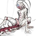 1:1 1_eye 2025 after_transformation alien anal anal_penetration antennae_(anatomy) arthropod balls blue_eyes bodily_fluids colored digital_media_(artwork) drooling duo erection forced_open_mouth full-length_portrait genitals glowing glowing_eyes hi_res human interspecies male mammal max_(maxspite) maxspite mind_control myriapod open_mouth penetration penis portrait saliva sex simple_background sketch symbiotic tail tongue white_background white_body