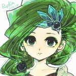  commentary_request earrings final_fantasy final_fantasy_iv green_eyes green_hair hair_ornament jewelry long_hair rydia solo yadoso 