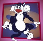 2025 3_toes 4_fingers abstract_background alternate_version_at_paywall anthro belly bent_legs biped black_body black_eyes black_fur black_pawpads butt butt_from_the_front casual_nudity cheek_tuft chest_tuft colored curled_tail curling_toes curvy_figure digital_drawing_(artwork) digital_media_(artwork) dipstick_tail domestic_cat facial_tuft fangs feet felid feline felis fingers flat_colors foot_focus fur gavanzude gloves_(marking) grin grinning_at_viewer head_tuft hi_res humanoid_heel knees_up leg_markings lines_drawn looney_tunes male mammal markings nude open_mouth open_smile pawpads paws pecs pinup plantigrade pose red_nose sharp_teeth signature sitting slightly_chubby slightly_chubby_anthro slightly_chubby_male smile smiling_at_viewer socks_(marking) soles solo sylvester_(looney_tunes) tail tail_markings teeth toes toothy_grin tuft warner_brothers whisker_spots whiskers white_belly white_body white_feet white_fur white_hands white_sclera white_tail_tip wide_eyed wide_hips